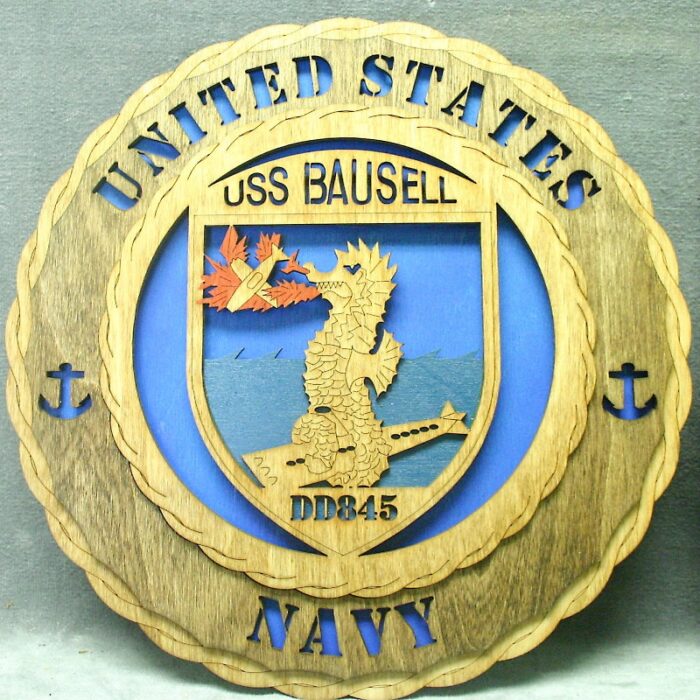 Custom 12" Wood Navy USS Bausell Wall Tribute - FREE SHIPPING! - Image 1
