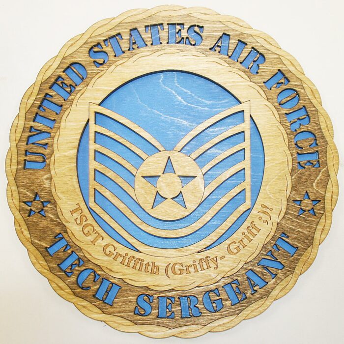 12" and 18"  Air Force Tech Sergeant Rank Wall Tribute - Image 1