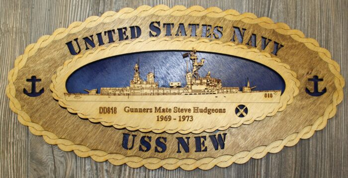 Custom 15 x 7  USS New Wood  Large Oval Tribute - Free Shipping - Image 1