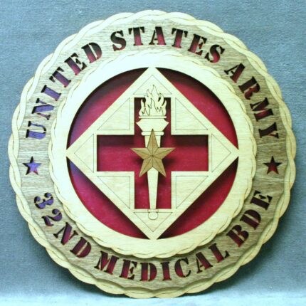 Custom 12" Wood US Army 32nd Medical Brigade Wall Tribute - FREE SHIPPING