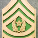 Custom 12" Wood US Army Command Sergeant Major Rank - FREE SHIPPING