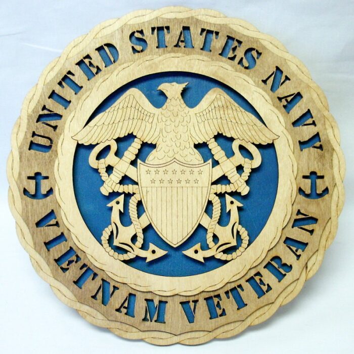 Custom 12" Wood US Navy Vietnam Veteran Tribute - Image 1