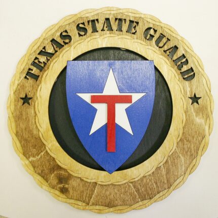 Custom 12" Wood Texas State Guard Wall Tribute - FREE Shipping