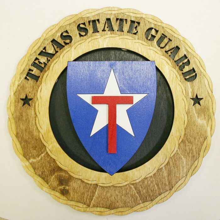 Custom 12" Wood Texas State Guard Wall Tribute - FREE Shipping - Image 1