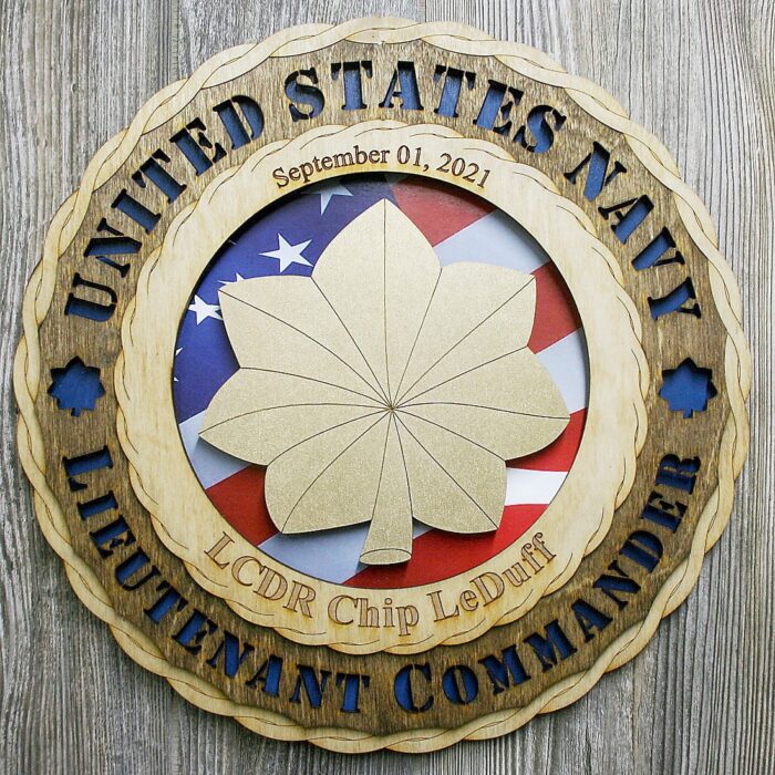 Custom 12" Wood US Navy Lieutenant Commander Wall Tribute - Personalized - FREE SHIPPING - Image 1