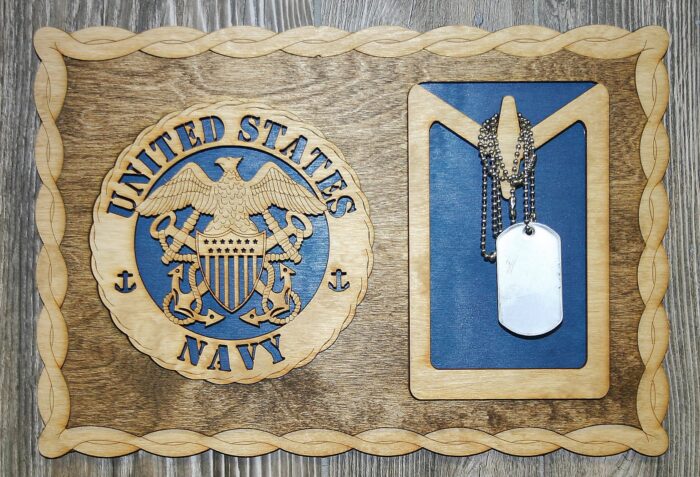 Custom 12 x 8 Navy Dog Tag Display - Free Shipping - Image 1