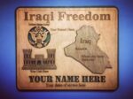 Custom 12x12" Wood Iraqi Freedom Wall Tribute - FREE SHIPPING (Branch, Unit, Name, Dates, City)