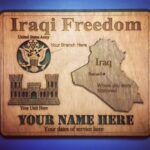 Custom 12x12" Wood Iraqi Freedom Wall Tribute - FREE SHIPPING (Branch, Unit, Name, Dates, City)