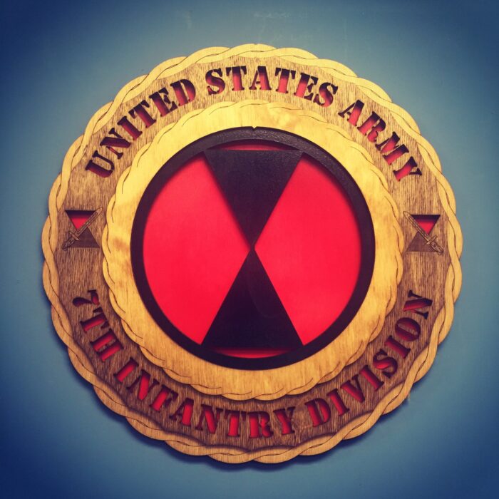 Custom 12" Wood US Army 7th Infantry Division Wall Tribute - FREE SHIPPING - Image 1