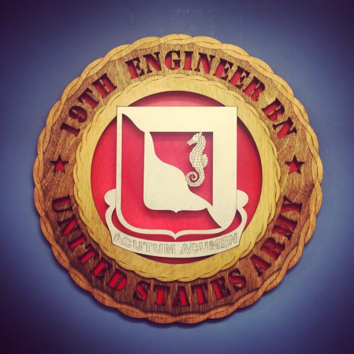 Custom 12" Wood US Army 19th Engineer Battalion - FREE SHIPPING - Image 1