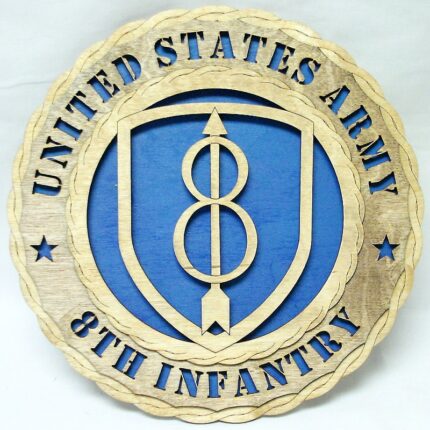 Custom 12" Wood US Army 8th Infantry Division - Wall Tribute - FREE SHIPPING