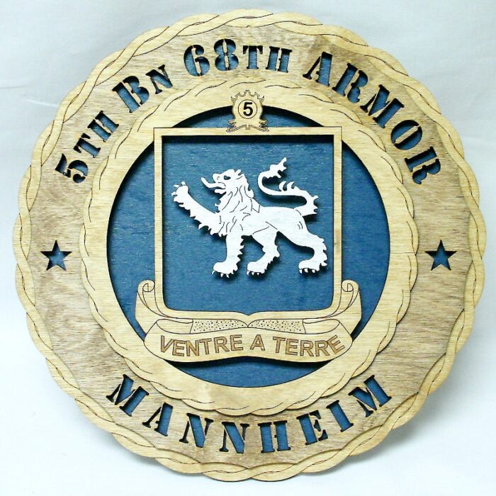 Custom 12" Wood US Army 5th Bn 68th Armor Mannheim - Wall Tribute - FREE SHIPPING - Image 1