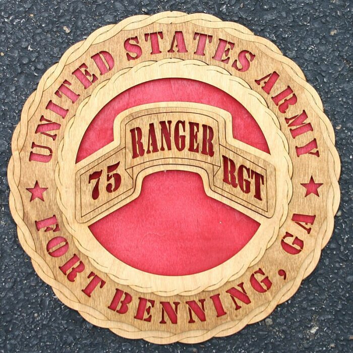 Custom 12" Wood US Army 75 Ranger Rgt - Fort Benning, Georgia - Wall Tribute - FREE SHIPPING - Image 1