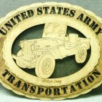 Custom 12" Wood US Army Transportation Willys Jeep Wall Tribute - FREE Shipping