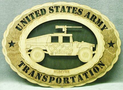 Custom 12" Wood US Army Transportation Humvee Wall Tribute - FREE Shipping