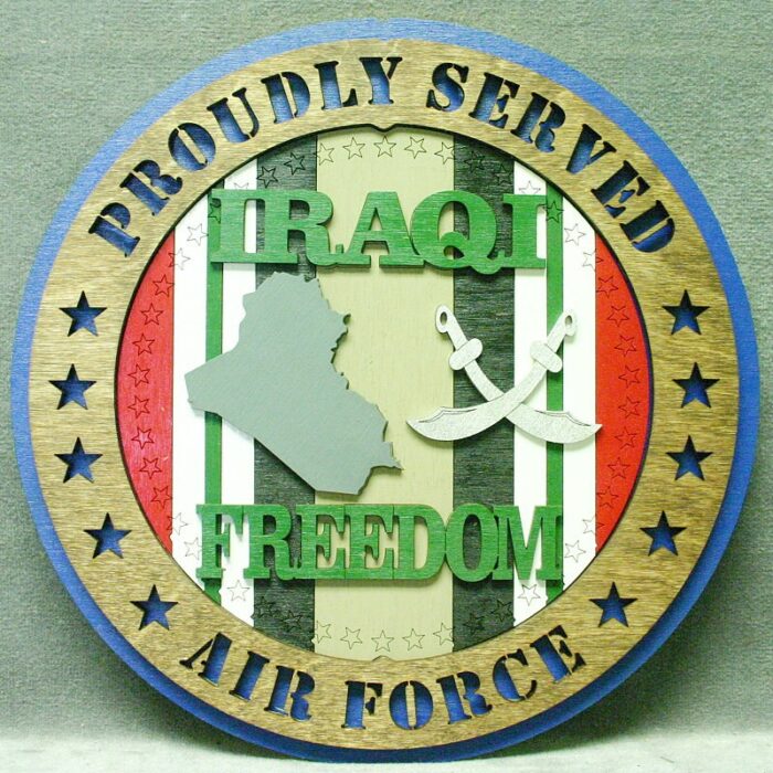 Custom 12" Wood US Air Force Proudly Served, Iraqi Freedom Wall Tribute - FREE SHIPPING - Image 1