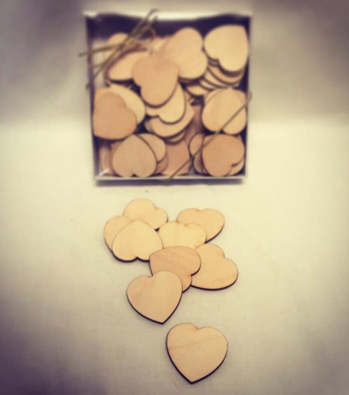 Custom 1.5 Inch x 1.5 Inch Wooden Craft Hearts - Pack of 75 - Image 1