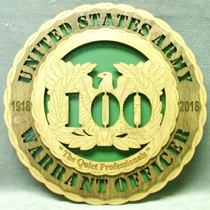 Custom 12" Wood Army 100th Anniversary Warrant Officer Wall Tribute