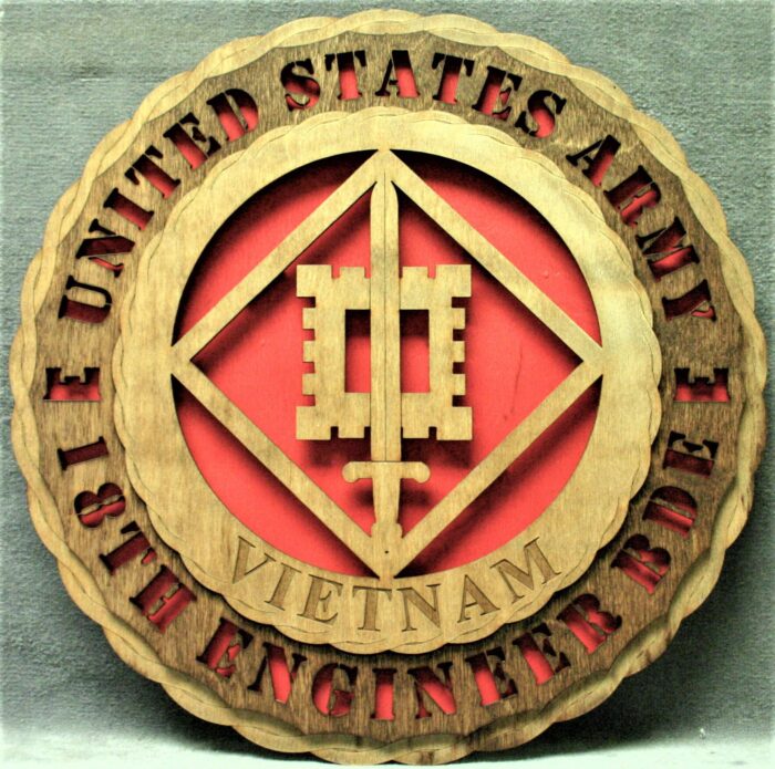 Custom 12" Wood Army 18th Engineer Bde Vietnam Wall Tribute - FREE SHIPPING - Image 1