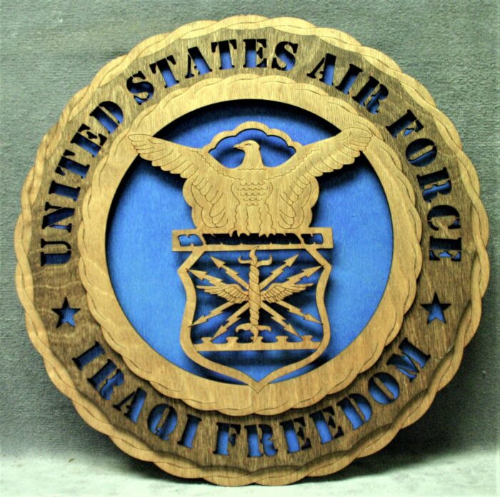 Custom 12" Wood US Air Force Iraqi Freedom Wall Tribute - FREE SHIPPING - Image 1