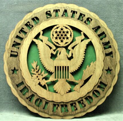 Custom 12" Wood Army Iraqi Freedom Wall Tribute - FREE SHIPPING