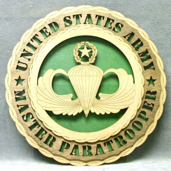Custom 12" Wood US Army Master Paratrooper Wall Tribute - FREE SHIPPING - Image 1