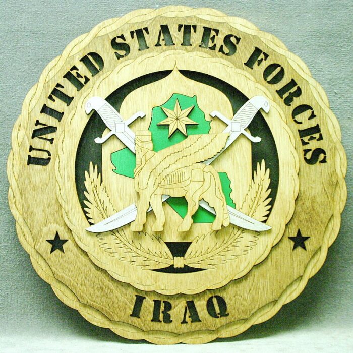 Custom 12" Wood United States Forces Iraq Wall Tribute - FREE SHIPPING - Image 1