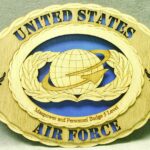 Custom 12" Wood US Air Force Manpower and Personnel Badge Level 5 Wall Tribute Personalized - FREE SHIPPING