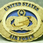 Custom 12" Wood US Air Force Manpower and Personnel Badge Level 7 Wall Tribute Personalized - FREE SHIPPING