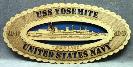 Custom 12" Wood Ship USS Yosemite AD-19 Wall Tribute - Free Shipping