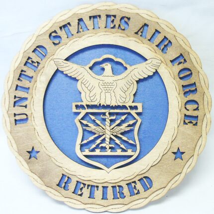 Custom 12" Wood US Air Force Retired Wall Tribute - FREE SHIPPING