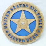 Custom 12" Wood US Air Force Silver Star Wall Tribute - FREE SHIPPING