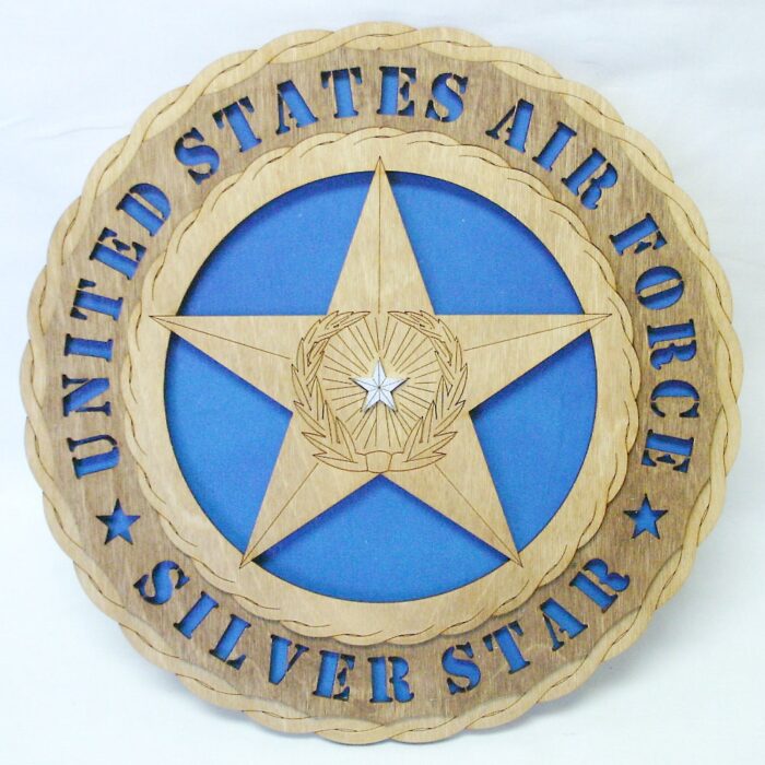 Custom 12" Wood US Air Force Silver Star Wall Tribute - FREE SHIPPING - Image 1