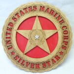 Custom 12"or 18" Wood Marine Corps Silver Star Wall Tribute