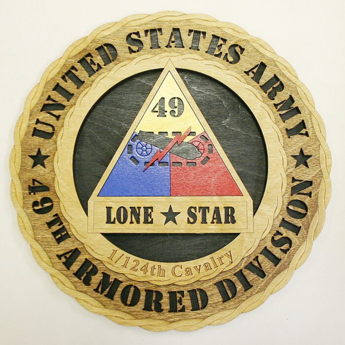 Custom 12" Wood Army 49th Armor Wall Tribute - FREE Shipping - Image 1