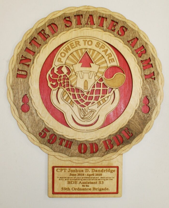 Custom 12"or 18" Wood Army 59th Ordnance BDE Wall Tribute - Image 1