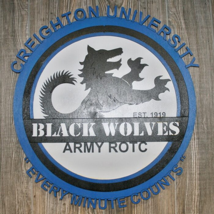 Custom Large Creighton University Black Wolves ROTC Crest - Image 2