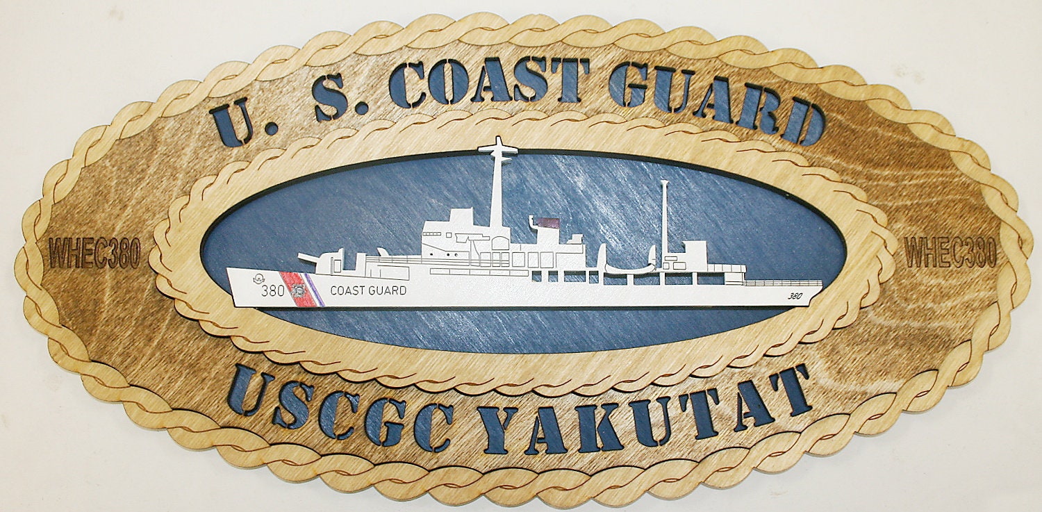 il_fullxfull.3253067500_4co3.jpg Custom 15 x7 Wood Ship USCGC Yakutat Wall Tribute - Free Shipping - Image 1