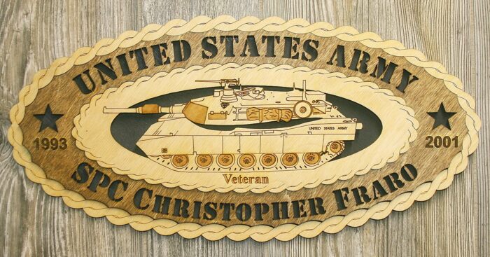 Custom 15 x 7  Wood M1A1 Tank Wall Tribute - Free Shipping - Image 1