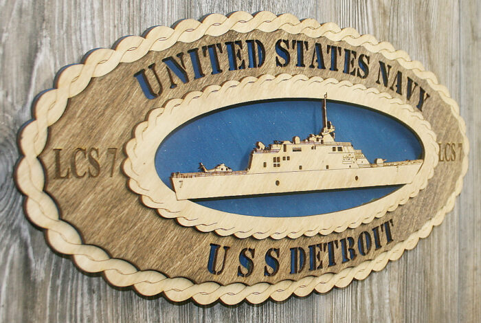 Custom 15 x 7  Wood Ship USS Detroit LCS7  Large Oval Tribute - Free Shipping - Image 2