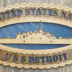 Custom 15 x 7  Wood Ship USS Detroit LCS7  Large Oval Tribute - Free Shipping