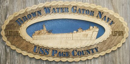 Custom 15 x 7  Wood Ship USS Page County Large Oval Tribute