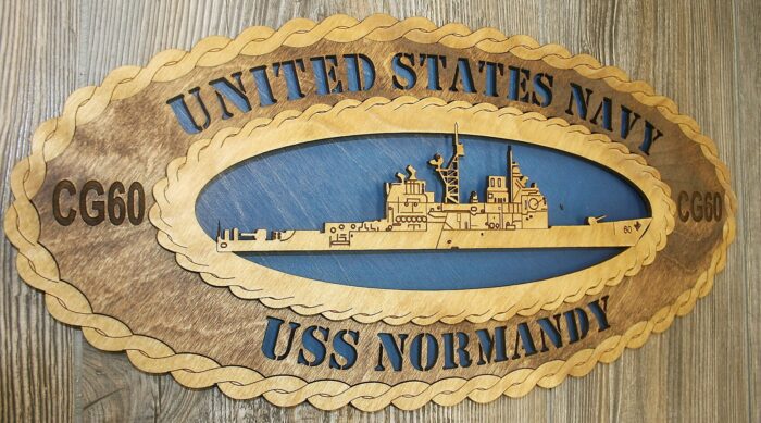 Custom 15 x 7  Wood Ship USS Normandy CG60 Large Oval Tribute - Free Shipping - Image 2