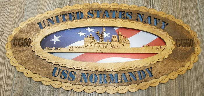 Custom 15 x 7  Wood Ship USS Normandy CG60 Large Oval Tribute - Free Shipping - Image 3