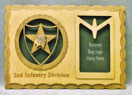Custom 12 x 8 Army 2nd Infantry Dog Tag Display - Free Shipping