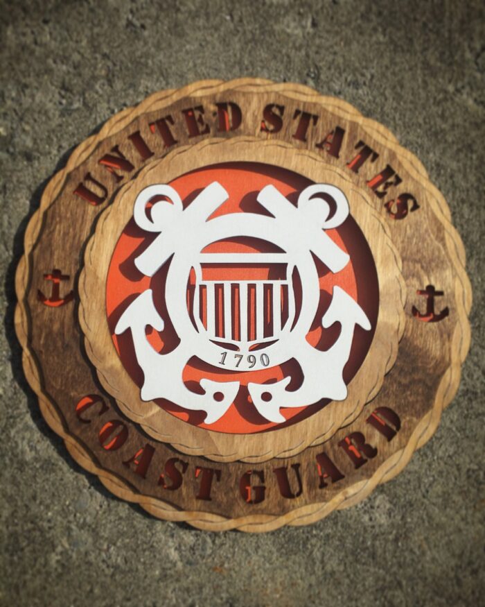 Custom 8" Wood Coast Guard Wall Tribute - FREE SHIPPING! - Image 1