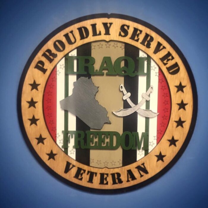 Custom 12" Wood Proudly Served, Iraqi Freedom Veteran - Wall Tribute - FREE SHIPPING - Image 1